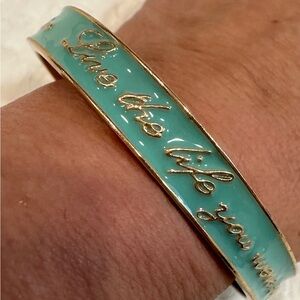 Turquoise Bangle Bracelet w Quote ‘Live The Life You Were Supposed To Live’